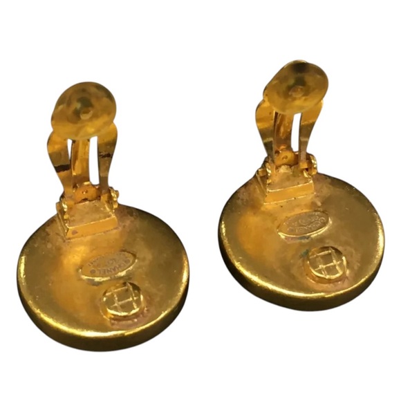 Chanel Coco Mark Colored Stone Oval Vintage Earrings RARE!!!! - Picture 5 of 6